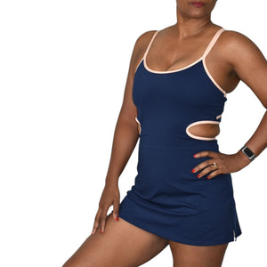 Free People One More Serve Onesie Blue Playsuit Skort Shorts Romper Tennis Dress FP Movement Small