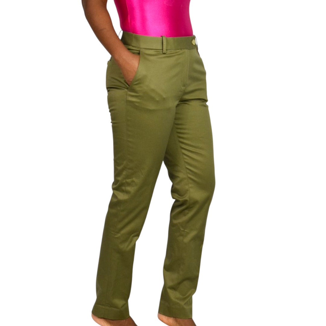 Brooks Brothers Advantage Chino Pants Green Olive Cotton Wrinkle Free Trousers Work Stretch Tapered Mid Rise 4