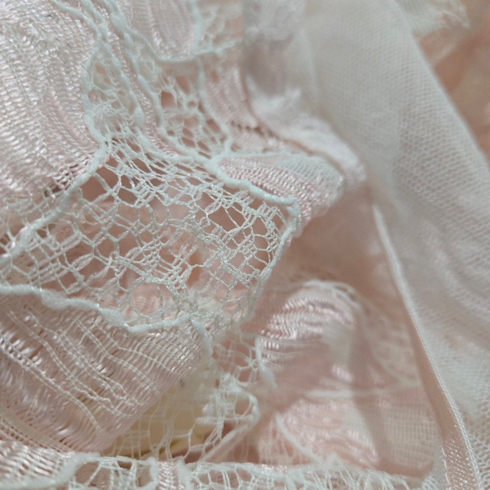 Vintage Victorias Secret Nightgown Pink Crown Label Knit Lace Mesh 80s Gown Sheer Medium
