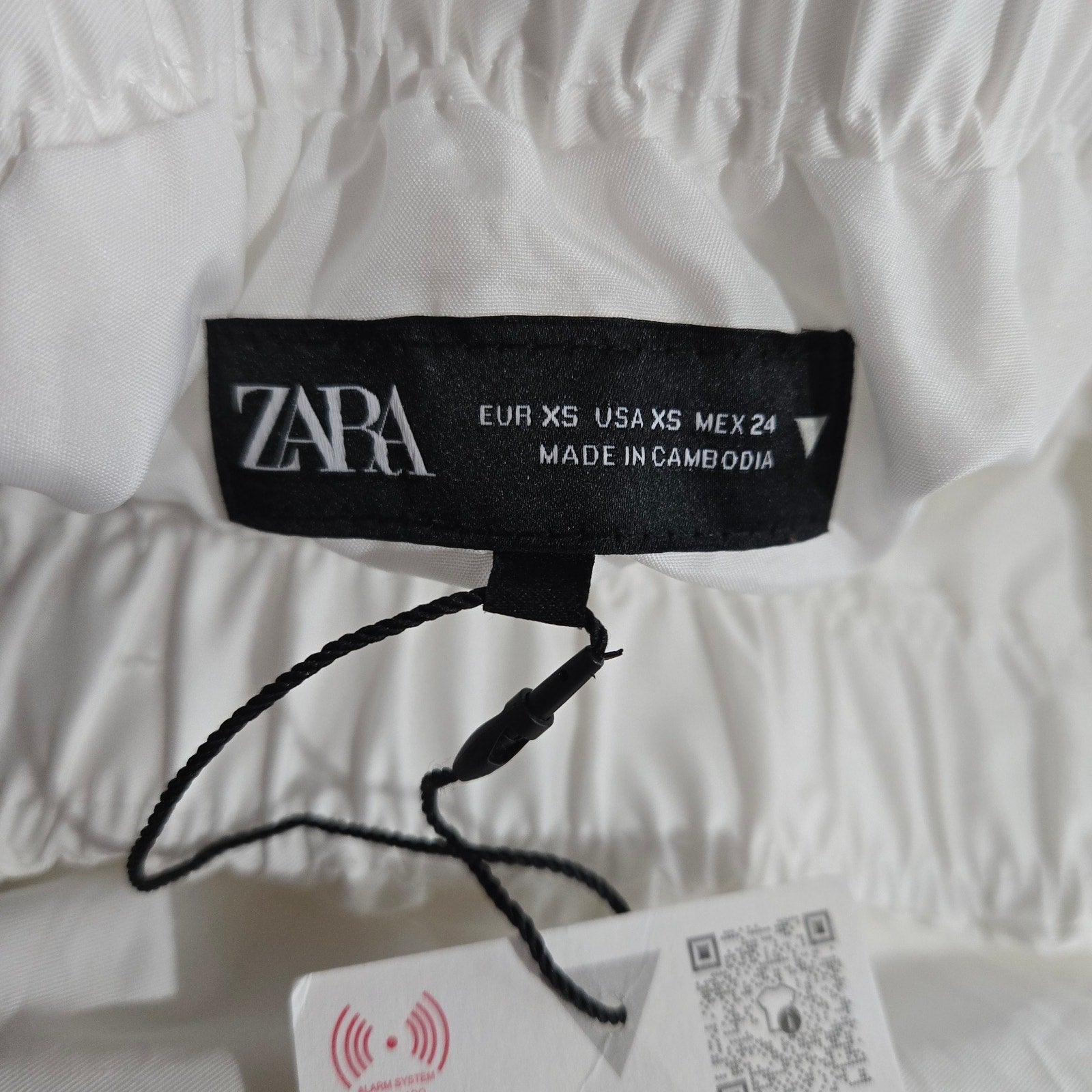 Zara Bubble Midi Skirt White Poplin Balloon Hem Pockets Billowy Elastic Waist XS