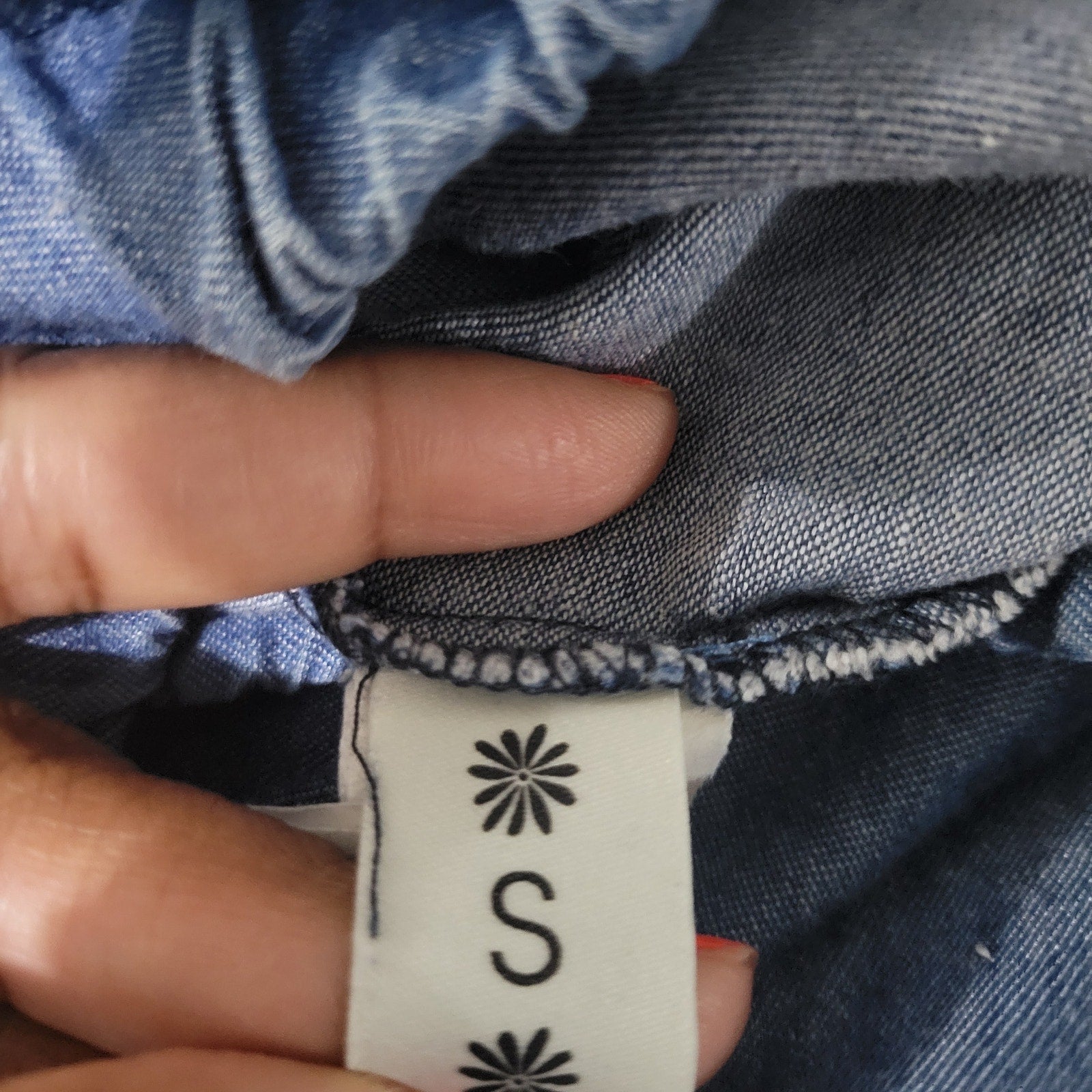 Show Me Your Mumu Explorer Pants Blue Chambray Flare Wide Leg High Waist Pull On Small
