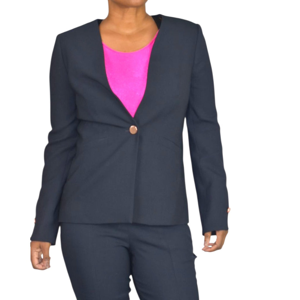 Ted Baker Cerisa Pant Suit Set Navy Blue Blazer Virgin Wool Power Professional Career Work 4