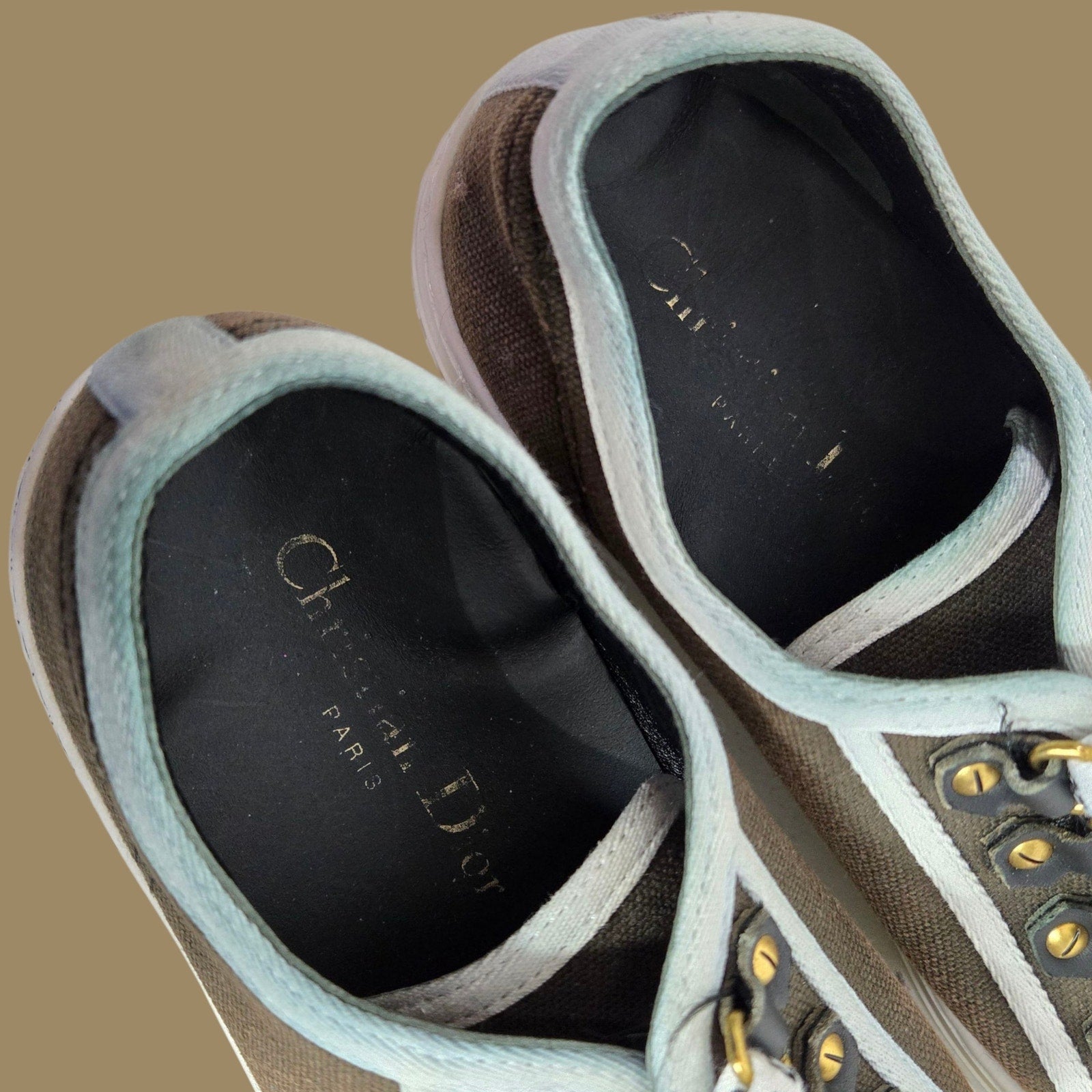 Christian Walk N Dior Canvas Sneakers Low Top Cap Toe JADIOR Lace Up Logo 37.5 7.5