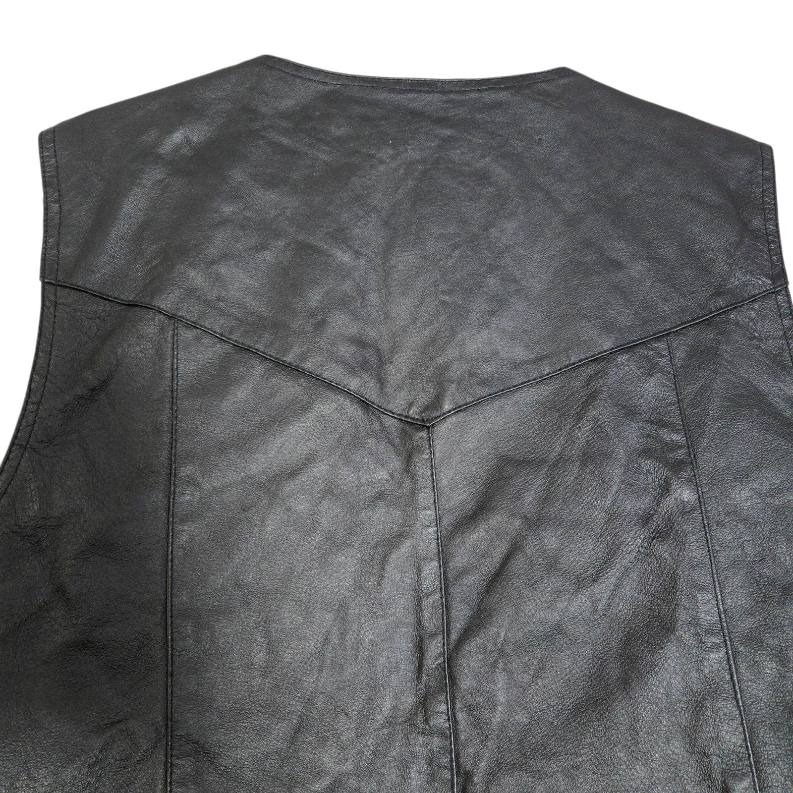 Bikestar Black Leather Vest Biker Motorcycle Punk Rock Lace Up Sides Retro Moto XL