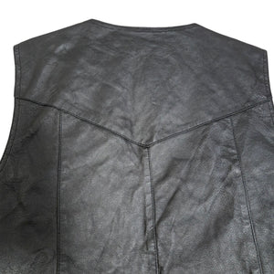 Bikestar Black Leather Vest Biker Motorcycle Punk Rock Lace Up Sides Retro Moto XL
