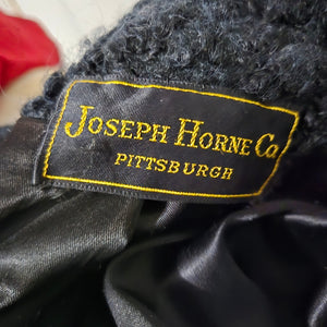 Vintage Joseph Horne Co Black Boucle Wool Boxy Cropped Jacket 1950s 50s ILGWU Union Made Medium