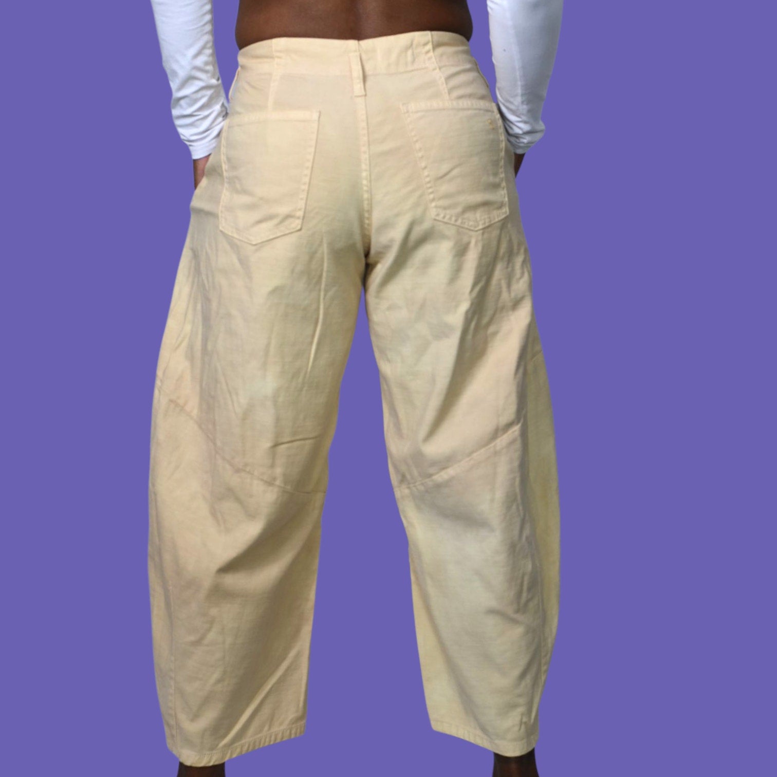 Pilcro Cropped Vintage Barrel Pants Khaki Neutral Balloon Leg High Waist Anthropologie 26