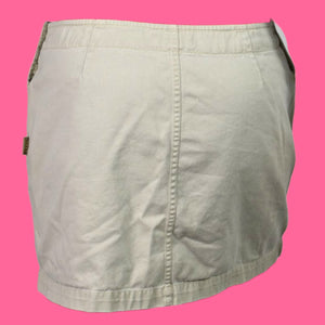 Vintage Guess Cargo Skirt Tan Beige Khaki Mini 90s Low Rise Straight Logo Cotton Utility 10
