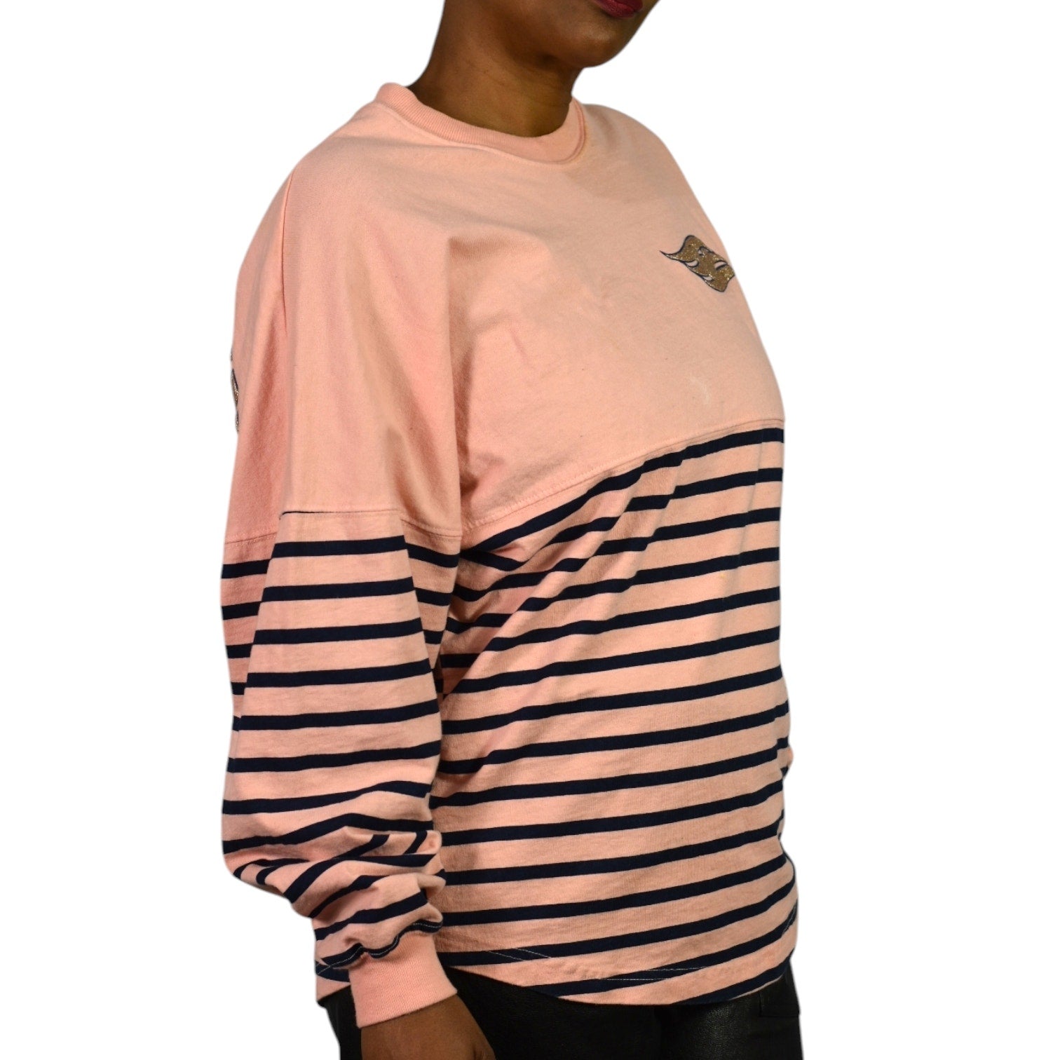 Walt Disney Cruise Line Spirit Jersey Pink Stripe Pullover Top Blue Mickey Mouse XS