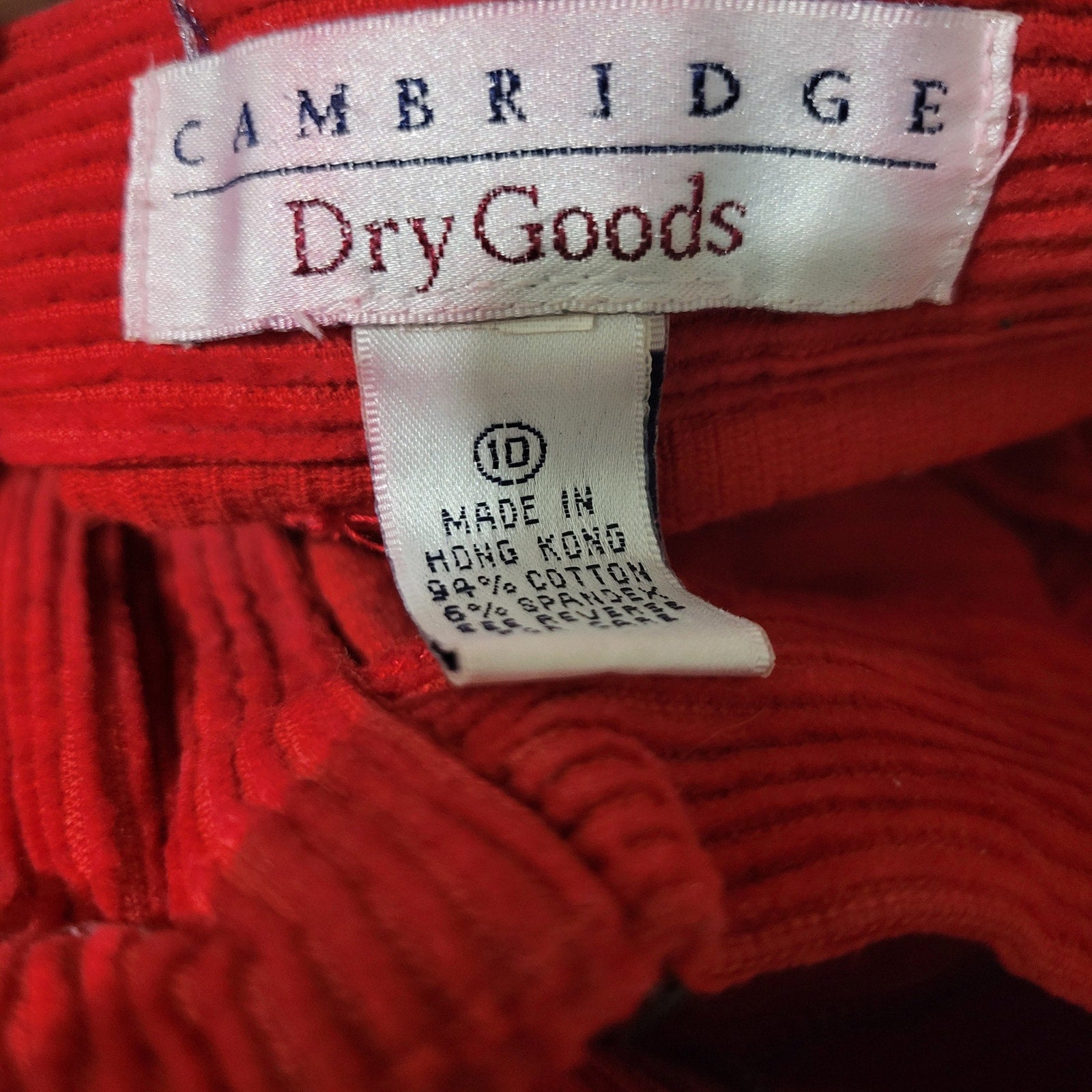 Vintage Cambridge Dry Goods Stirrup Pants Red Corduroy Straight High Waist Cotton Stretch Retro 8