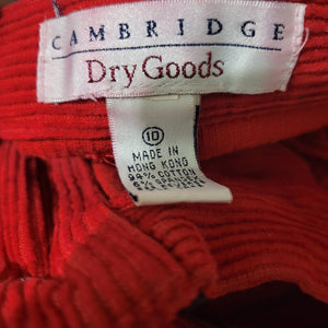 Vintage Cambridge Dry Goods Stirrup Pants Red Corduroy Straight High Waist Cotton Stretch Retro 8