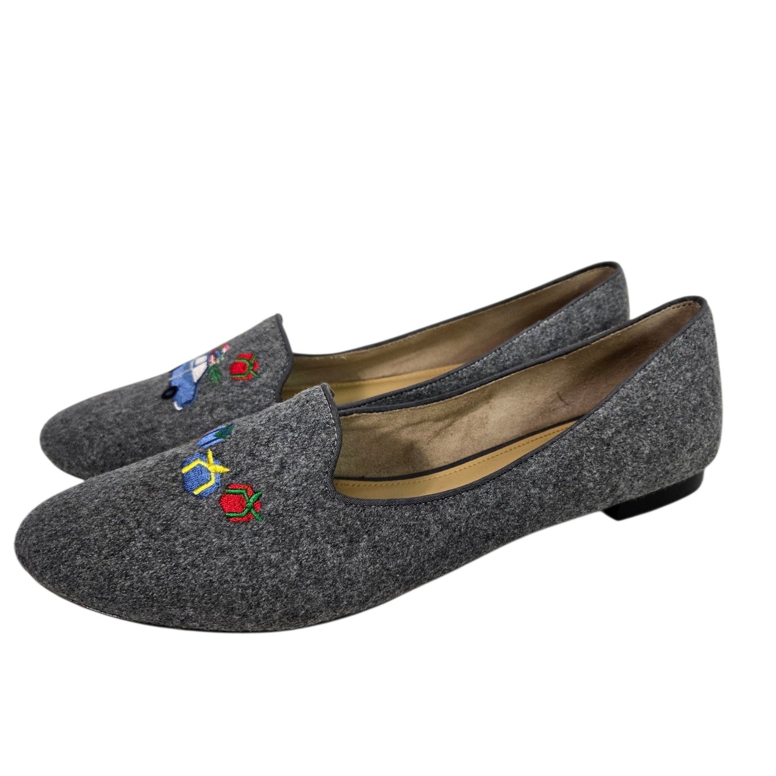 Talbots Ryan Holiday Loafers Grey Christmas Gifts Flats Embroidered Novelty Festive XMas Shoes 10