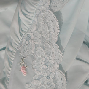 Vintage Shadowline Peignoir Set Blue Baby Powder Chiffon Sheer Nylon Negligee Gown Robe XL