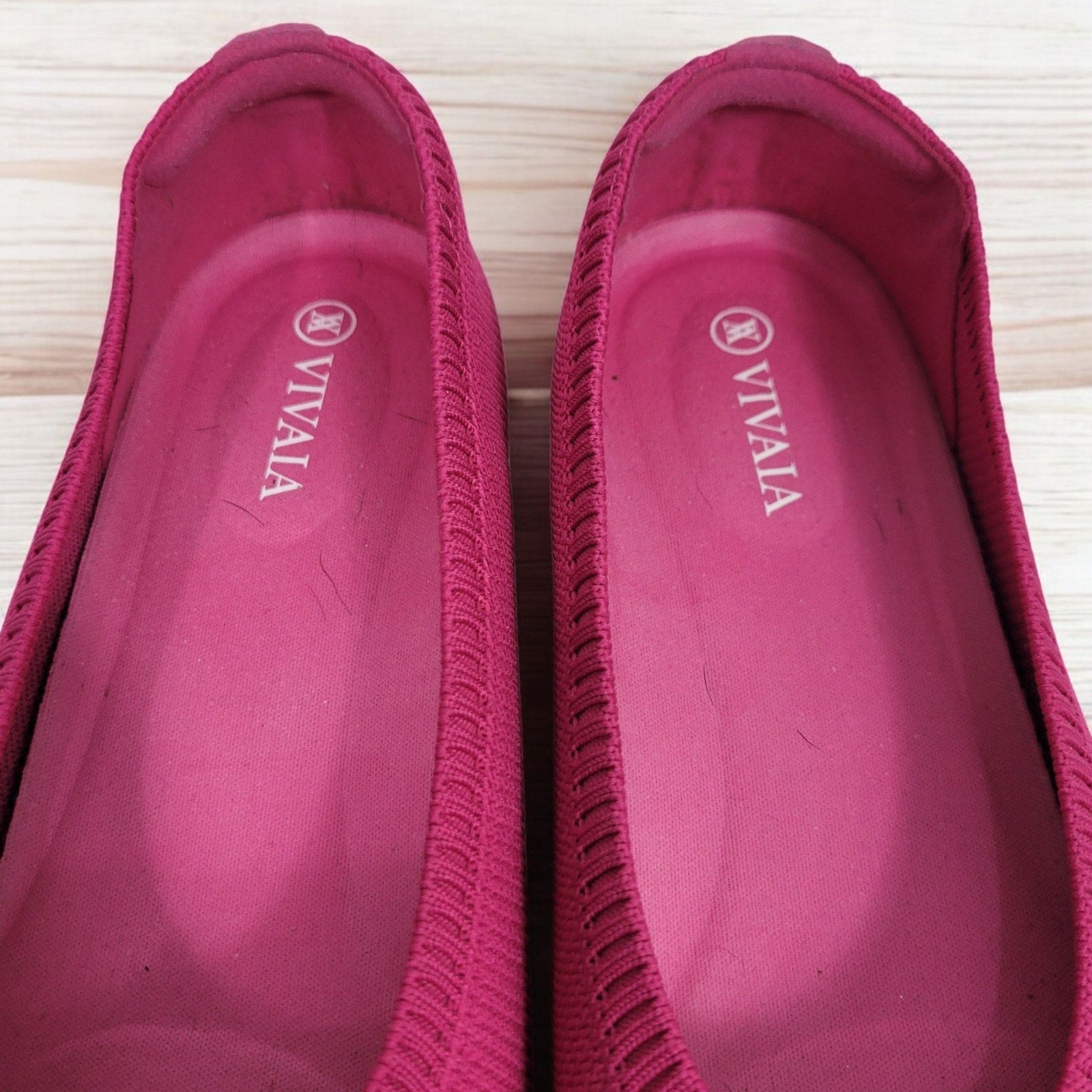 Vivaia Aria 5 Flats Pink Pitaya Pointed Toe Ballet Knit Slip On Shoe Washable 38