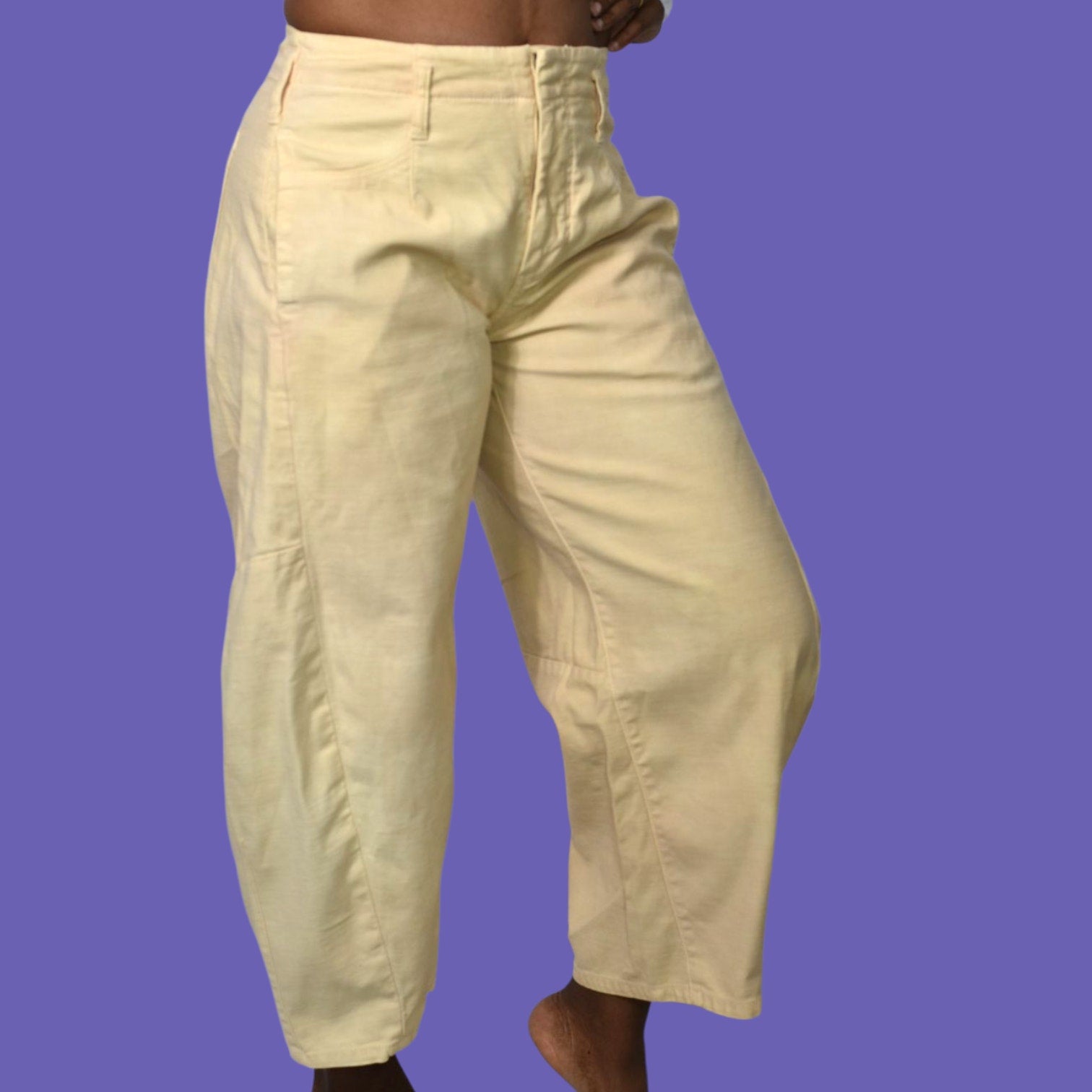 Pilcro Cropped Vintage Barrel Pants Khaki Neutral Balloon Leg High Waist Anthropologie 26