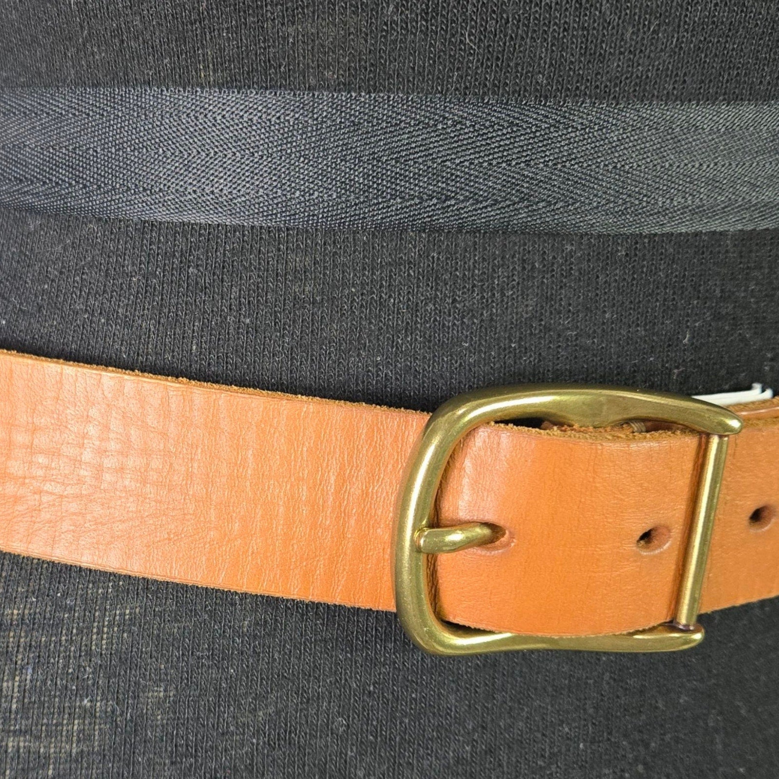 J Crew Belt Light Tan Cognac Brown Leather Classic Square Brass Buckle Classic XS