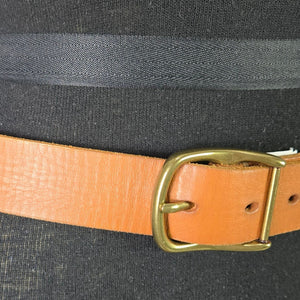 J Crew Belt Light Tan Cognac Brown Leather Classic Square Brass Buckle Classic XS