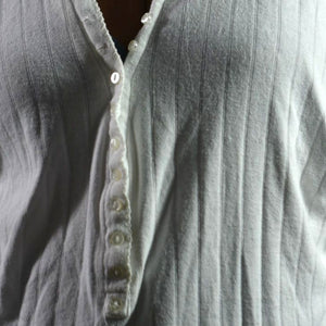 Free People Coffee Chat Pullover Top White Henley Tunic Pointelle Knit Ribbed Oversized Medium