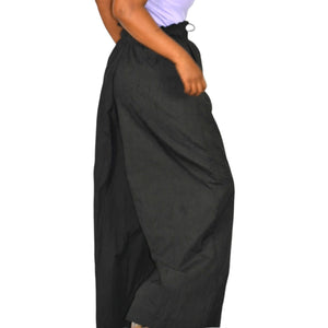 Basin Range Pants Black Parachute Wide Leg Pull On Palazzo High Waist Drawstring Size XS