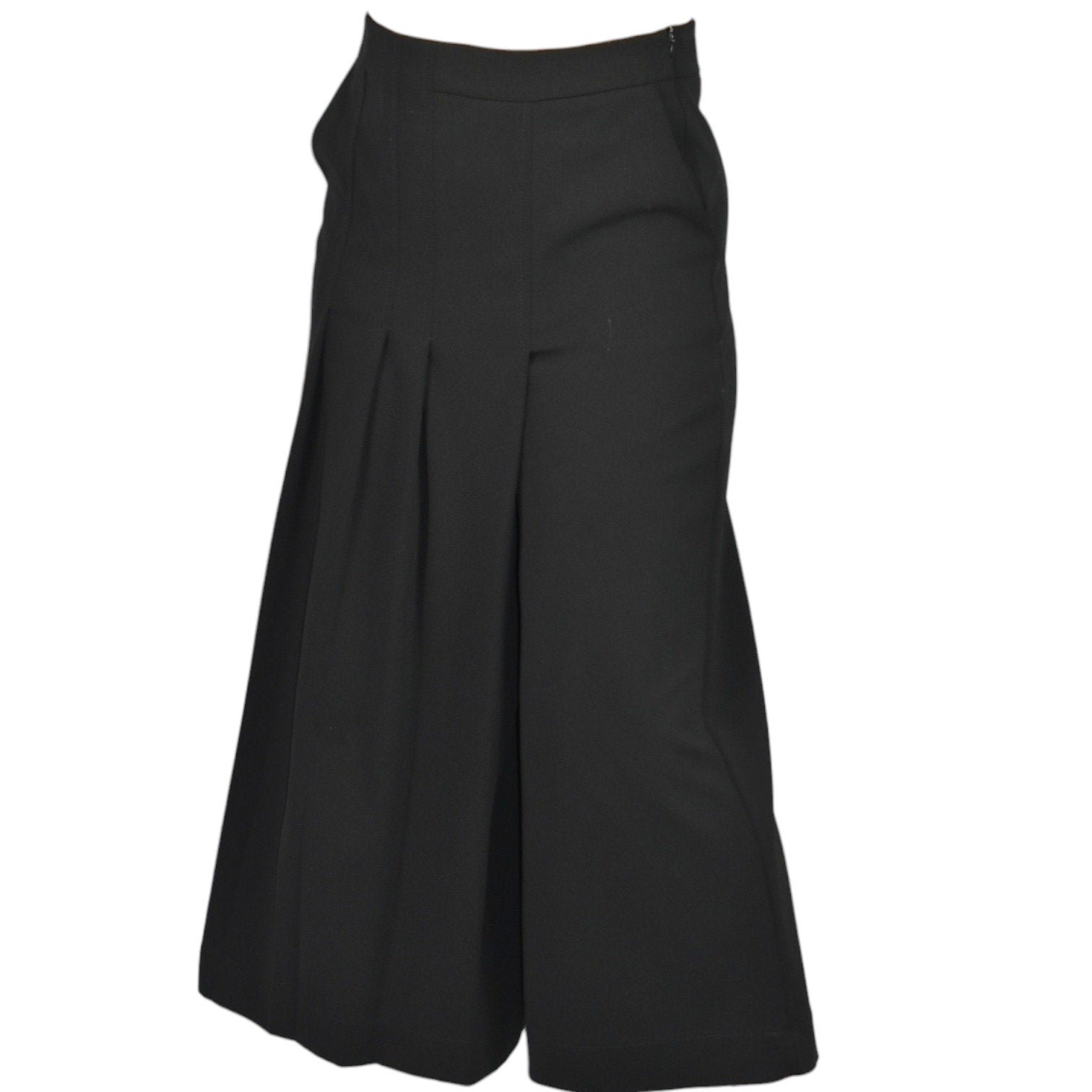 Goldi Knife Pleat Cropped Pants Black Crepe Dress Evening Trousers Skirt Skort Small