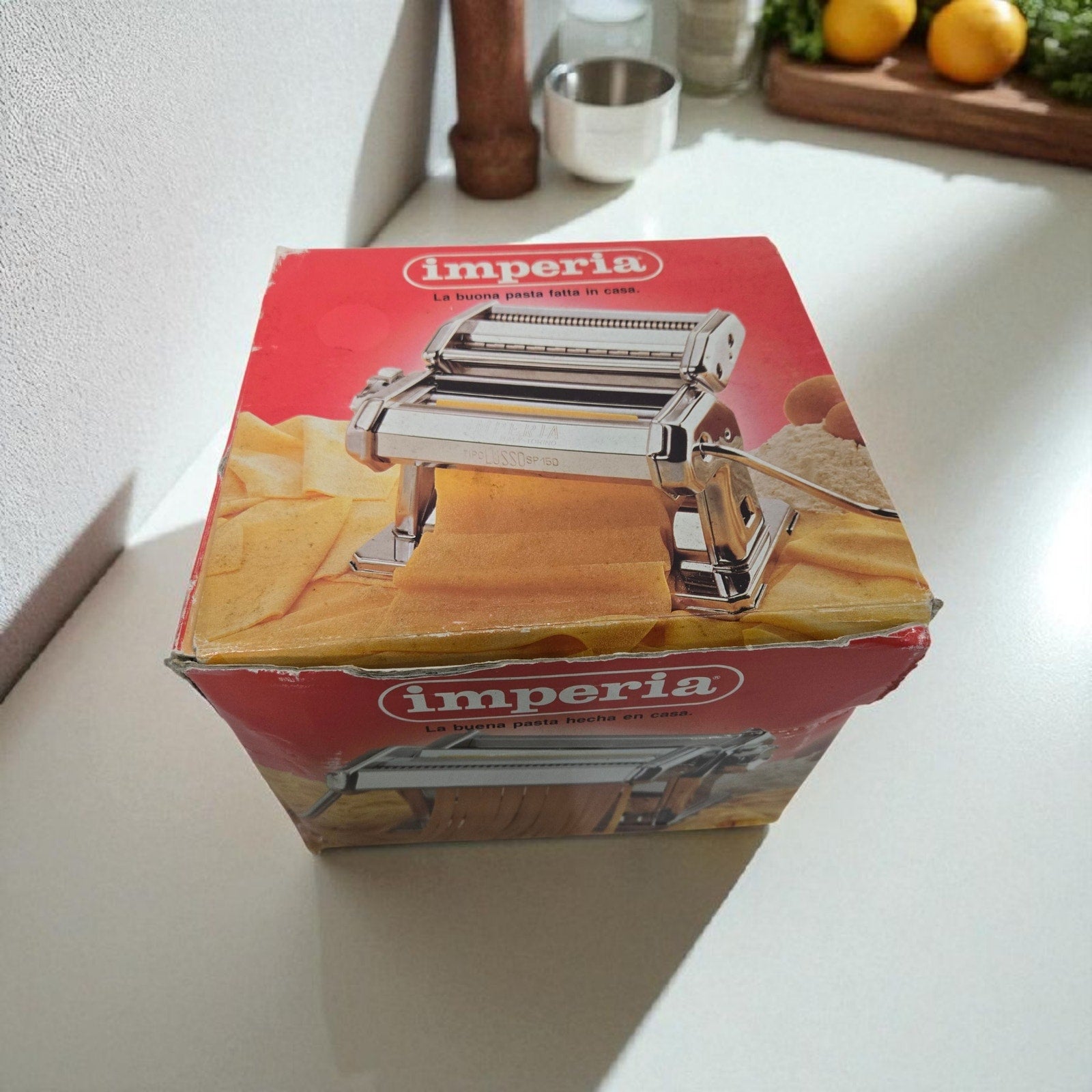 Imperia Tipo Lusso SP 150 Manual Pasta Maker Machine Made in Italy Heavy Duty Duplex Cutter Chrome