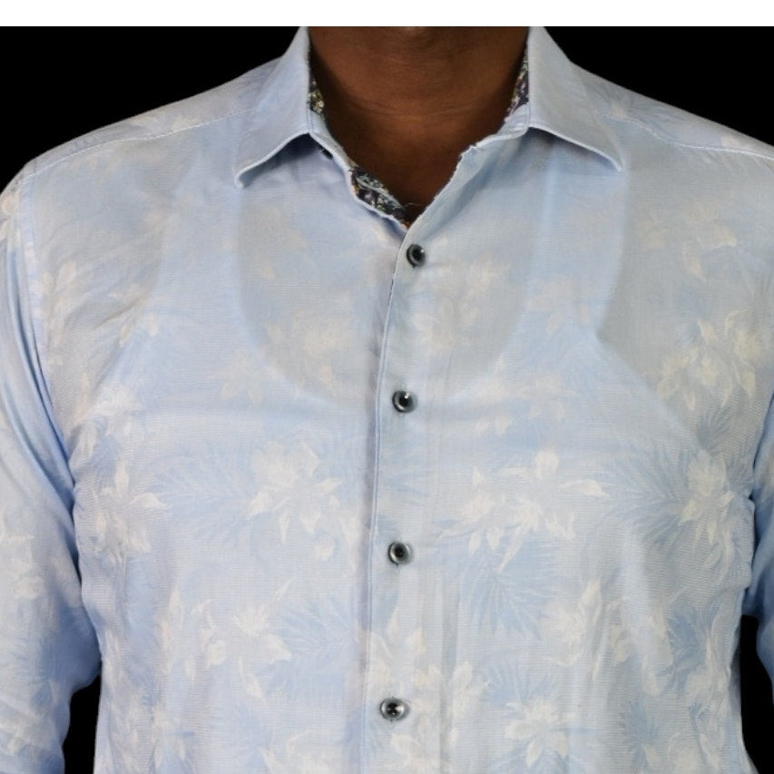 Robert Graham Button Down Shirt Blue Floral Dragon Classic Fit Woven Work Size Medium Mens