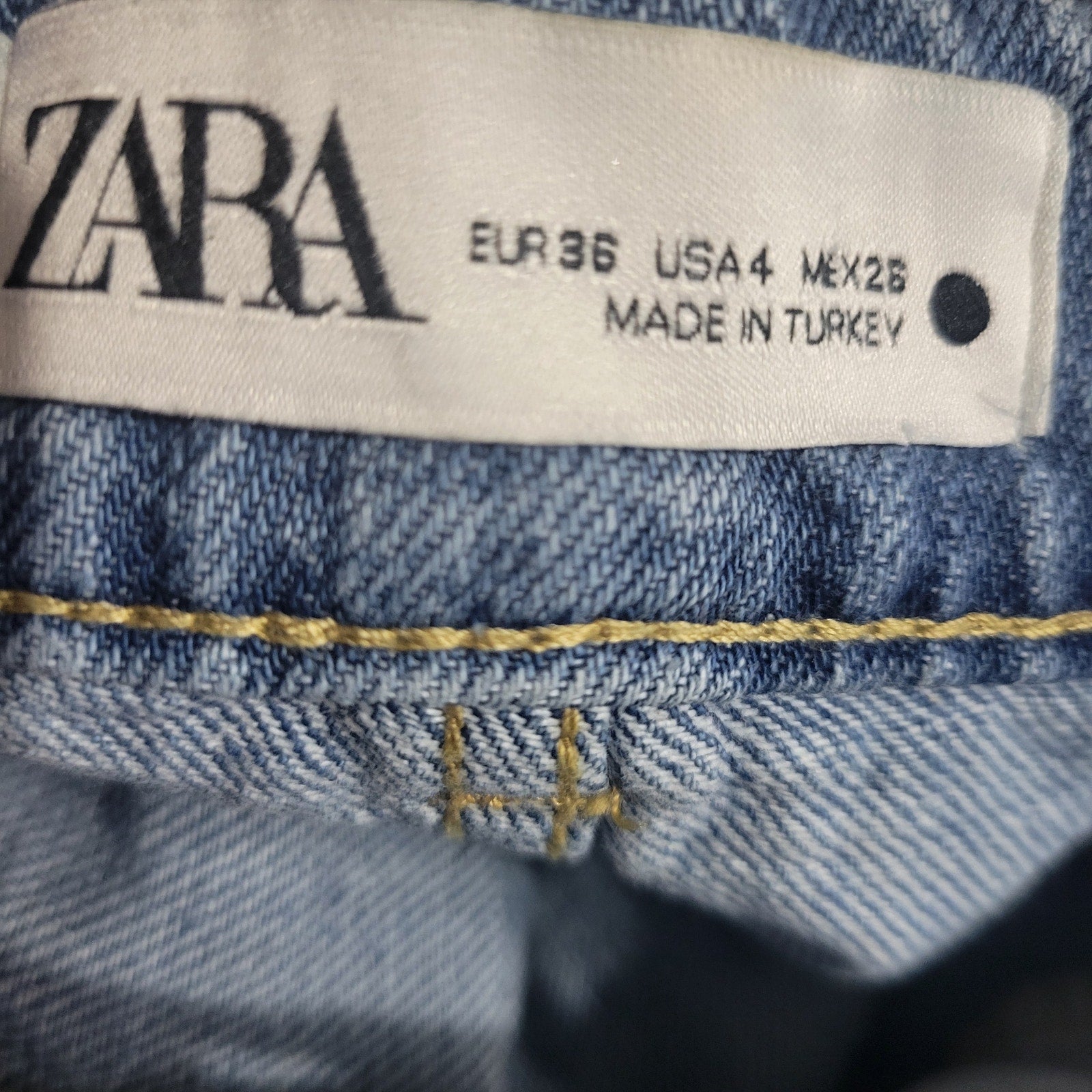 Zara Ultra Flare Jeans Blue Denim Slouchy Cotton Long Inseam Elephant Wide Leg Twisted Seams High Rise 4