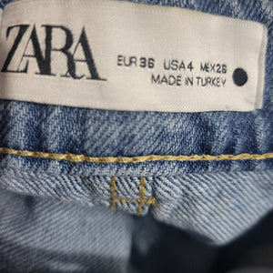 Zara Ultra Flare Jeans Blue Denim Slouchy Cotton Long Inseam Elephant Wide Leg Twisted Seams High Rise 4