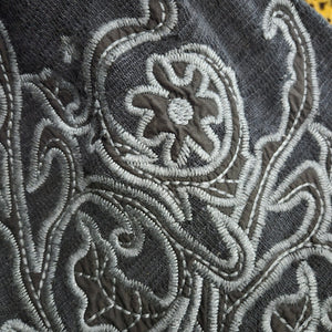 Paparazzi Biz Embroidered Asymmetric Cardigan Jacket Black Duster Cotton Open Front Medium