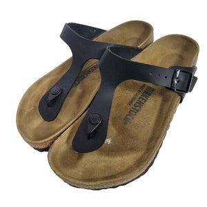 Birkenstock Gizeh Sandals Black Thong Birko Flor Slides Slip On Contour Footbed Size 37 6
