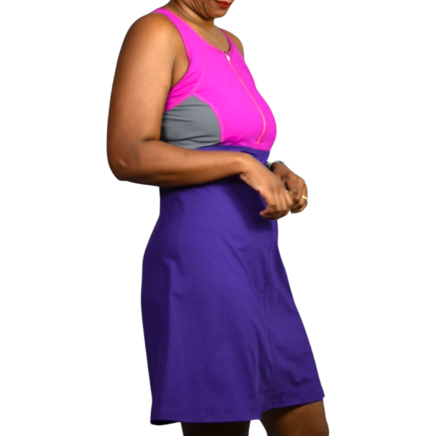 Title Nine Athletic Dress Purple Colorblock Active Sporty Casual A Line Fit Flare Small