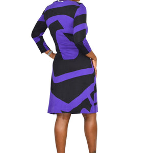 Diane Von Furstenberg Victorio Dress Purple Abstract Colorblock Print DVF Silk Jersey Sheath 8