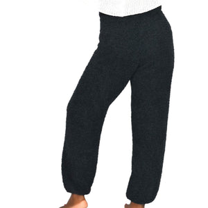 Skims Knit Joggers Black Cozy Pants Furry Fuzzy Plush Boucle Stretch Loungewear Small Medium