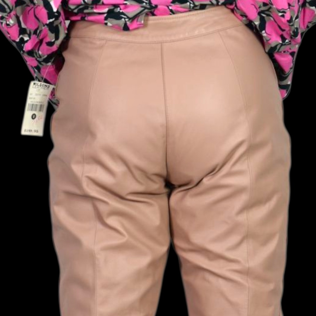 Vintage Wilsons Maxima Leather Pants Pink Blush Straight High Waist Deadstock 28 6