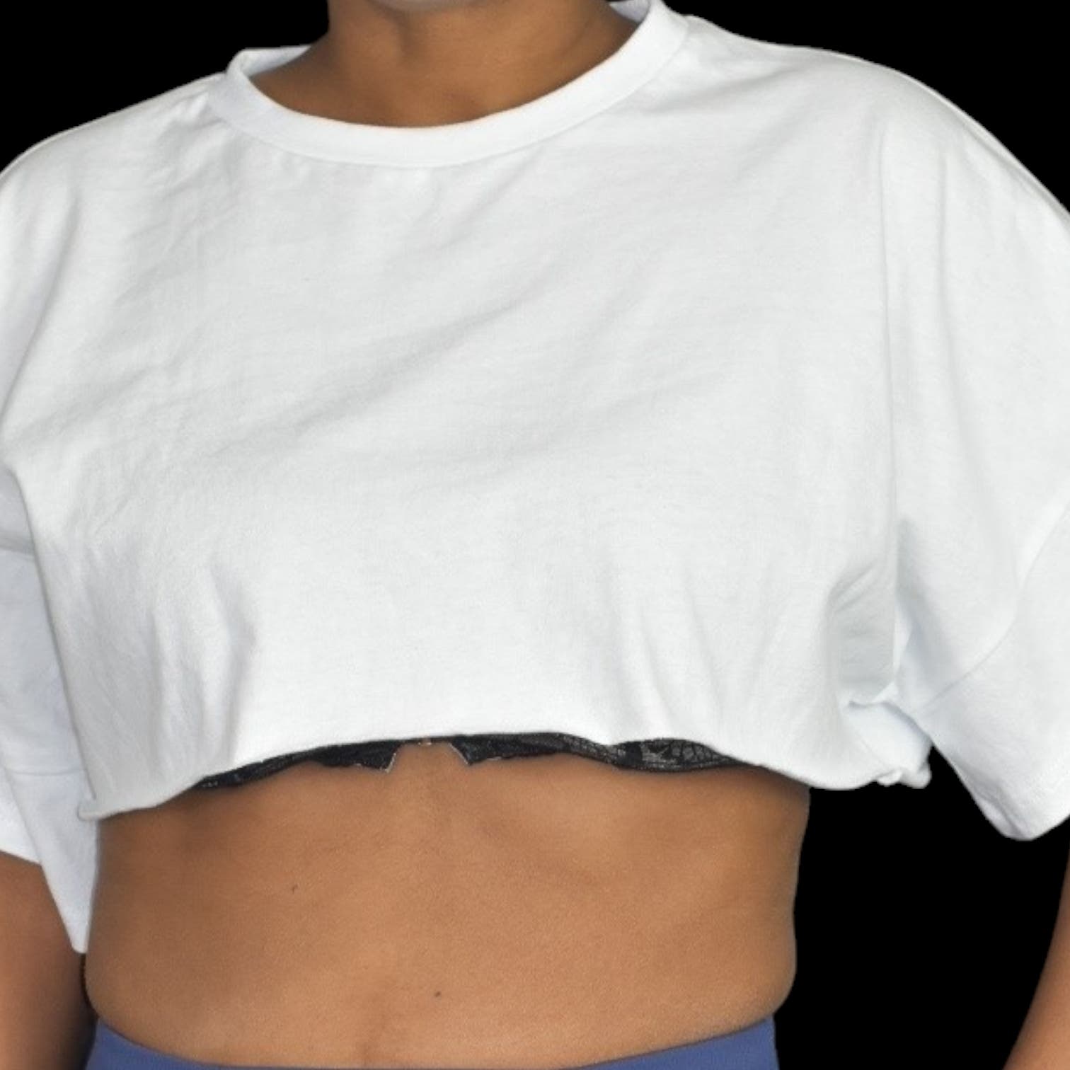 Cider Super Cropped Tee White Oversized Crew Neck Stretch Loose Fit Size Medium