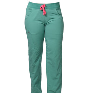 FIGS Kade Cargo Scrubs Pants Aqua Blue Straight Slim Fit Pockets Ankle Slits XS
