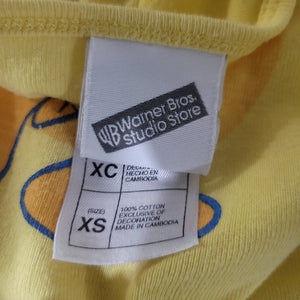 Warner Bros Y2K Tweety Dress Yellow Cotton Jersey Knit Side Slits Retro Mini Tank Graphic 2000s XS