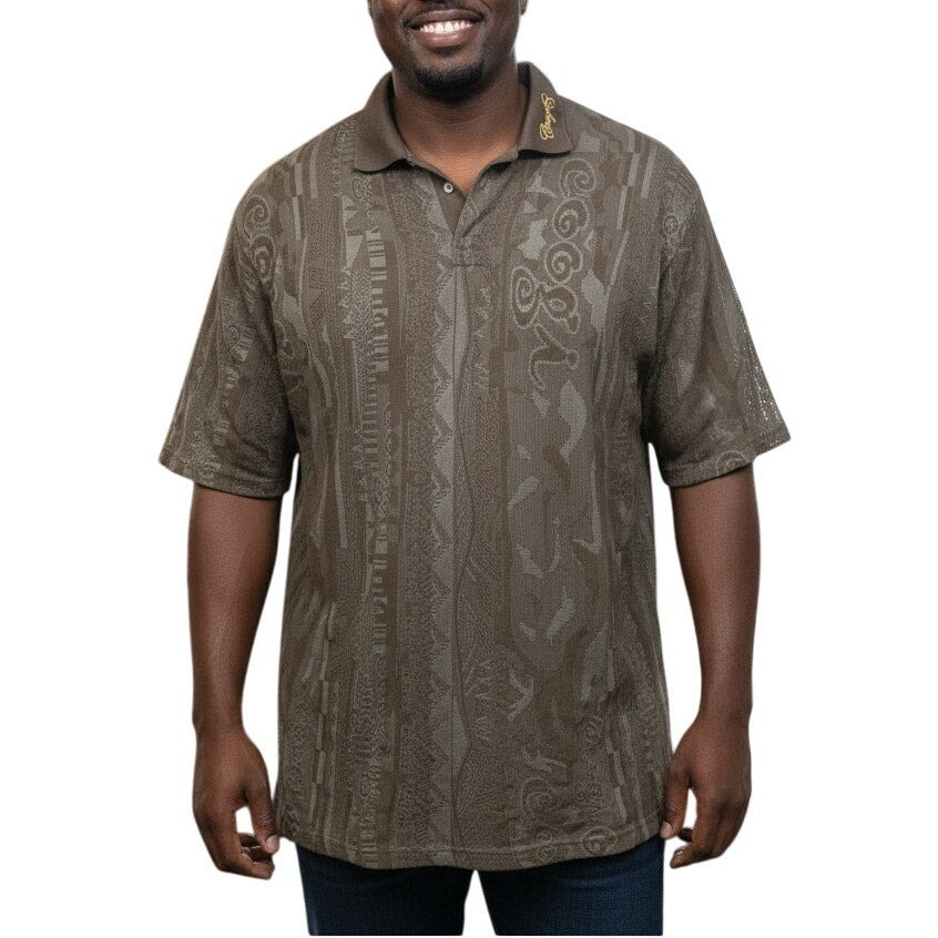 Vintage Coogi Knit Polo Shirt Brown Neutral Textured Logo Spellout Y2K Henley Cotton Textured XXXL