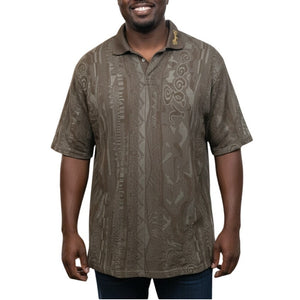 Vintage Coogi Knit Polo Shirt Brown Neutral Textured Logo Spellout Y2K Henley Cotton Textured XXXL