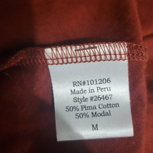 Soft Surroundings Maxi Dress Orange Clay Jersey Long Stretch Fit Flare Boatneck Medium