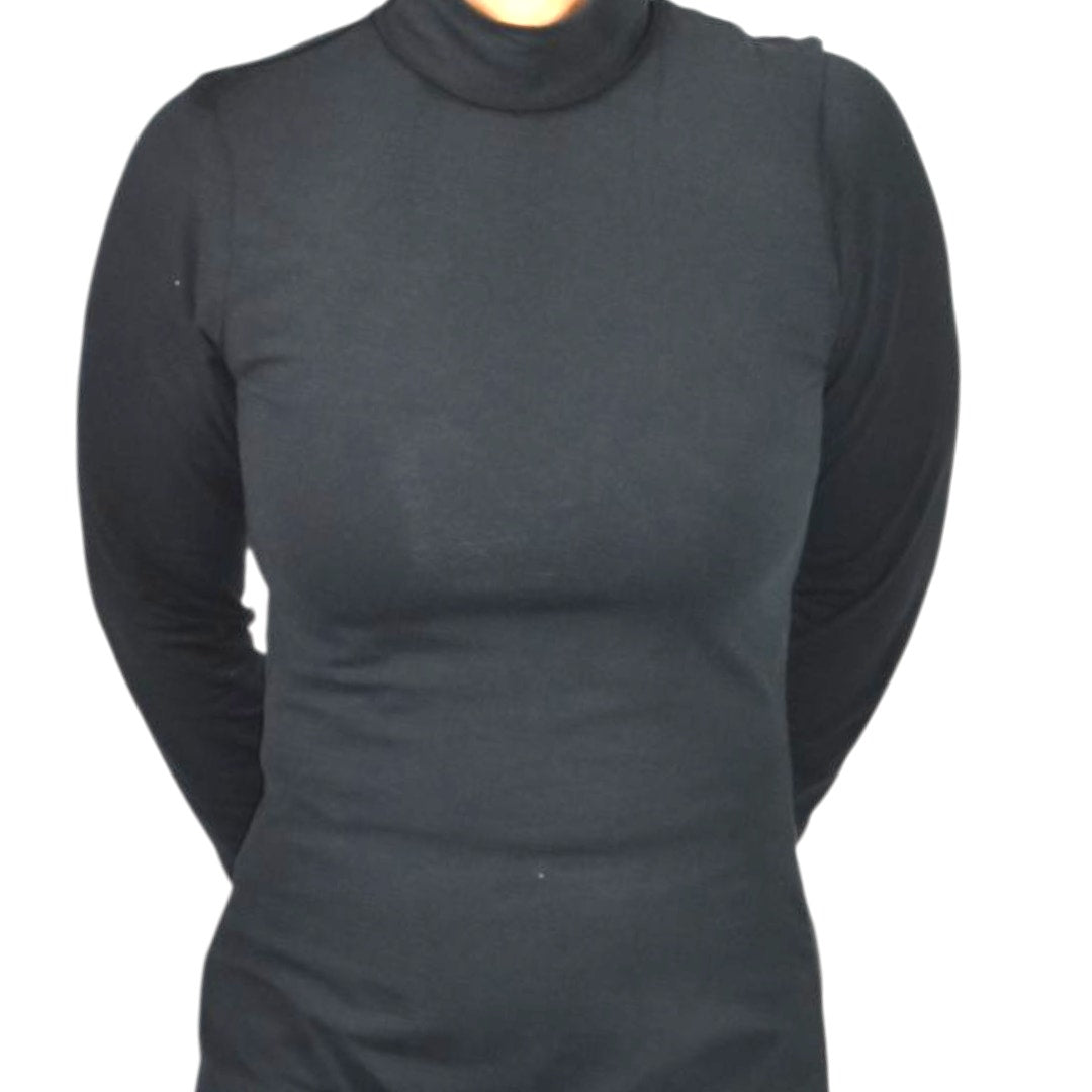 American Apparel Black Catsuit Cotton Spandex Long Sleeve Mock Neck Bodysuit Jumpsuit XL