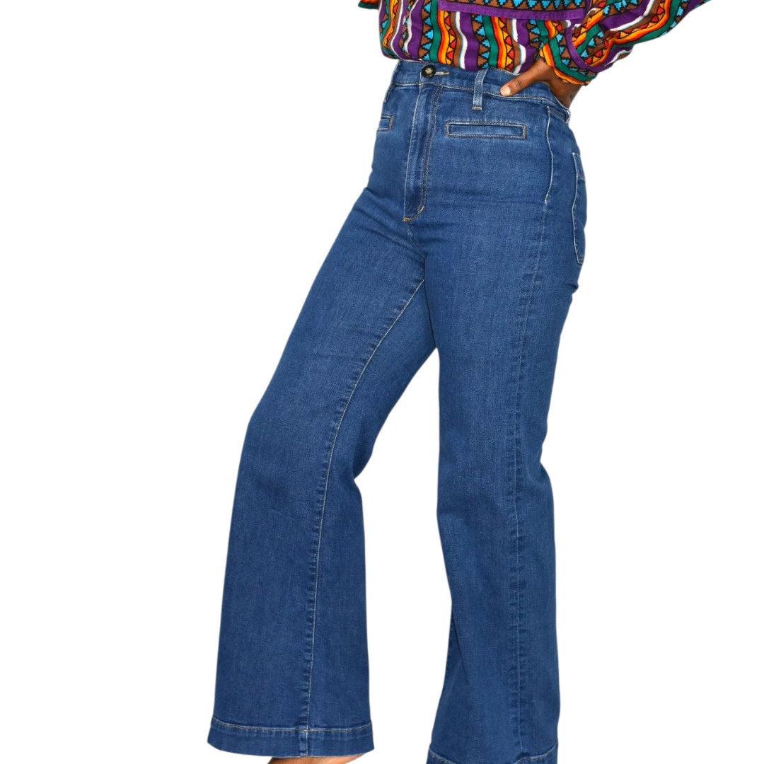 Joes The Kate Jeans Blue High Rise Wide Leg Retro Medium Wash Stretch Denim Impressive Trouser 26