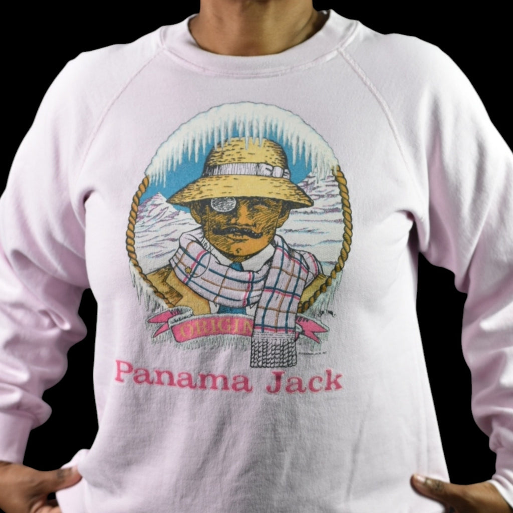 Vintage Panama Jack Original Graphic Sweatshirt Pink 80s Retro Crewneck Pastel Medium