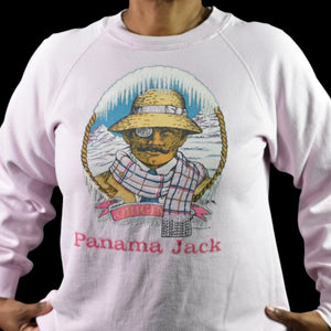 Vintage Panama Jack Original Graphic Sweatshirt Pink 80s Retro Crewneck Pastel Medium