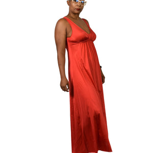 Vintage Vanity Fair Silky Red Nightgown Nylon Goddess Long Maxi Lingerie 70s 80s Size XS