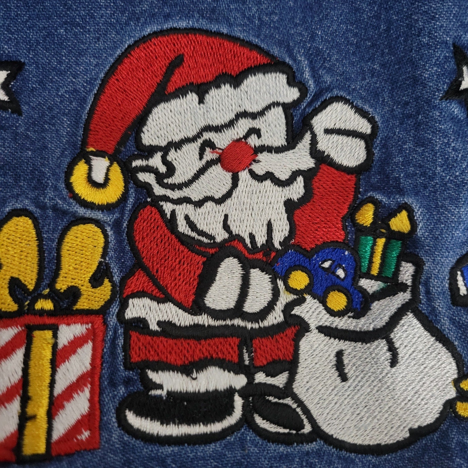 Westbound Vintage Christmas Dress Blue Jean Denim Pinafore Bib Overall Jumper Santa Claus Small