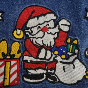 Westbound Vintage Christmas Dress Blue Jean Denim Pinafore Bib Overall Jumper Santa Claus Small