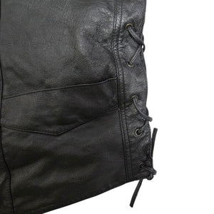 Bikestar Black Leather Vest Biker Motorcycle Punk Rock Lace Up Sides Retro Moto XL