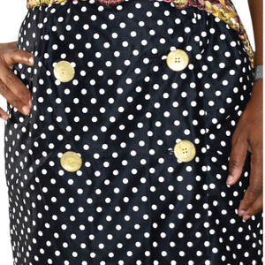 Vintage SG Gilbert Polka Dot Dress Black White Notched Collar Shirtdress Double Breasted 8