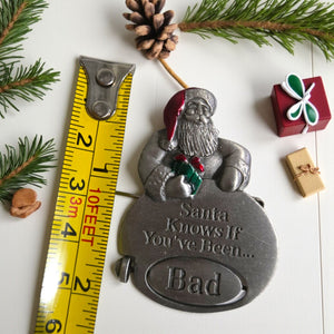 Spooniques Christmas Brooch Pin Santa Good Bad Spinner Enamel Holiday Festive Novelty Quirky